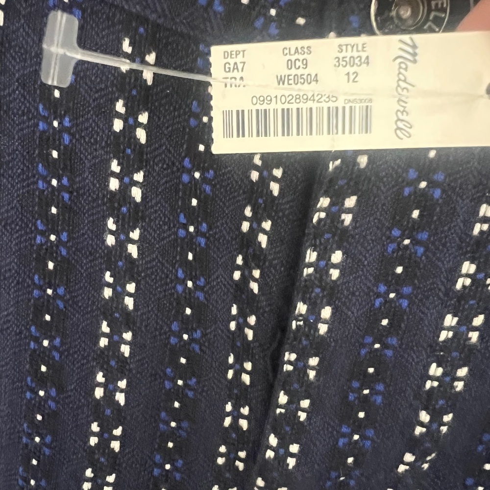 Brand New Madewell Size 10 Embroidered Straight Pants blue and white - Picture 4 of 6